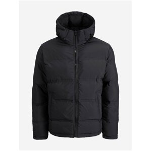 Černá prošívaná zimní bunda s kapucí Jack & Jones Seamless