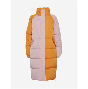 Růžovo-oranžový dámský zimní kabát ICHI