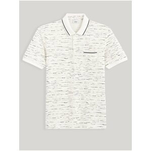 Bílé pánské žíhané basic polo tričko Celio Cetrait
