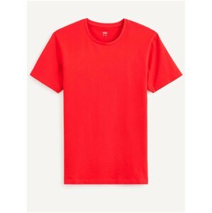 Červené pánské basic tričko Celio Neunir