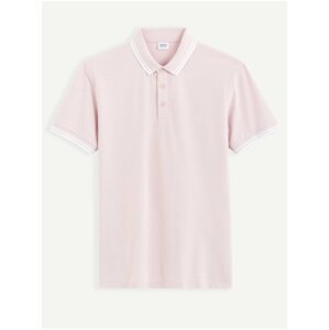 Světle růžové pánské basic polo tričko Celio Beline