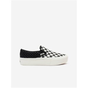 Bílo-černé dámské kožené slip on tenisky na platformě VANS