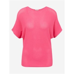 Tmavě růžový lehký vzorovaný svetr s krátkým rukávem ORSAY