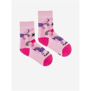 Růžové holčičí vzorované ponožky Fusakle Jednorožec