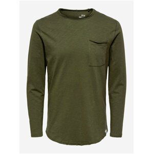 Khaki basic tričko ONLY & SONS Benne