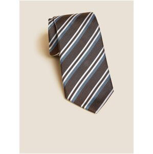 Modro-hnědá pánská pruhovaná kravata Marks & Spencer