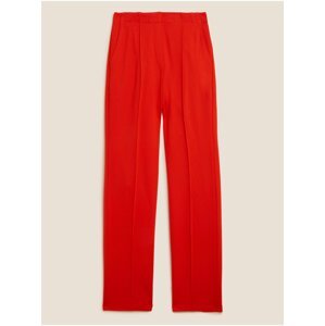 Červené dámské žerzejové kalhoty Marks & Spencer