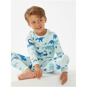 Pyžamo s vysokým podílem bavlny a dinosauřím motivem (12 měsíců – 7 let) Marks & Spencer modrá