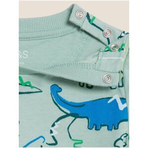 Tričko z čisté bavlny s motivem dinosaura (0–3 roky) Marks & Spencer zelená