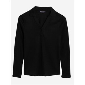 Žebrovaný žerzejový top s límečkem, klasického střihu Marks & Spencer černá