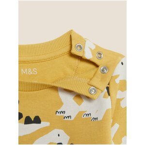 Mikina s kapucí, zipem a vysokým podílem bavlny (0–3 roky) Marks & Spencer žlutá
