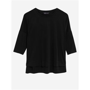 Tričko s vysokým podílem modalu, kulatým výstřihem a 3/4 rukávy Marks & Spencer černá
