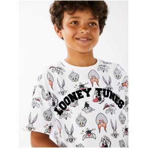 Tričko z čisté bavlny s motivem Looney Tunes™ (6–16 let) Marks & Spencer smetanová