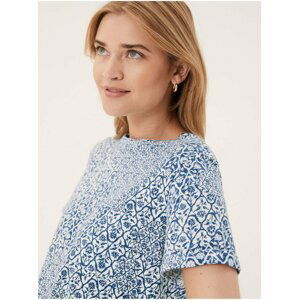 Tričko ke krku z čisté bavlny, s potiskem Marks & Spencer modrá