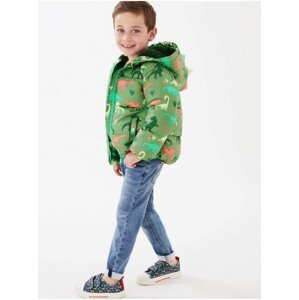 Zateplený kabát proti dešti s technologií Stormwear™ a dinosauřím motivem (2–7 let) Marks & Spencer zelená