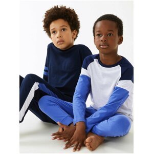 Pyžamová souprava s vysokým podílem bavlny, 2 ks v balení (6–16 let) Marks & Spencer modrá