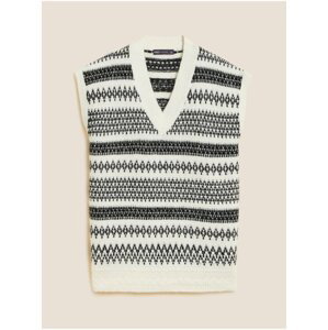 Pletená vesta se severským vzorem, z recyklované směsi Marks & Spencer smetanová