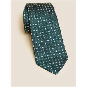 Tmavě zelená pánská vzorovaná kravata Marks & Spencer