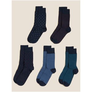 Sada pěti pánských ponožek v černé a modré barvě Marks & Spencer