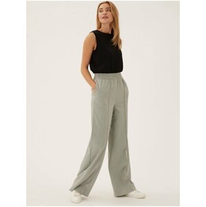 Béžové dámské kostkované široké kalhoty Marks & Spencer