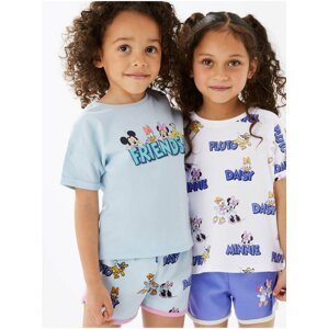 Sada dvou holčičích triček v modré a fialové barvě Marks & Spencer Minnie Mouse™