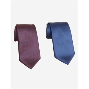 Sada dvou pánských kravat v modré a vínové barvě Marks & Spencer