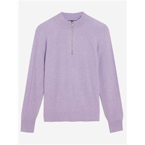 Fialový dámský žebrovaný svetr se zipem Marks & Spencer