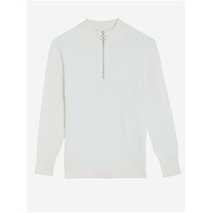 Bílý dámský žebrovaný svetr se zipem Marks & Spencer
