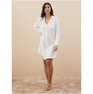 Bílá dámská mušelínová noční košile s fazonovým límcem, z čisté bavlny Marks & Spencer