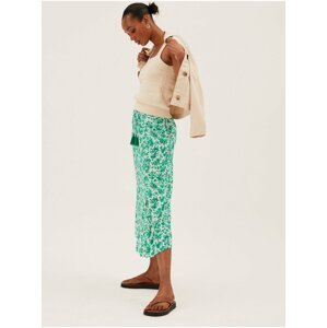 Zelená dámská midi sukně s rozparkem Marks & Spencer
