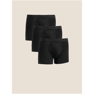 Sada tří kusů černých pánských boxerek z prémiové bavlny Marks & Spencer