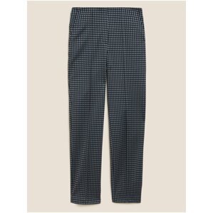 Šedé dámské žerzejové kostkované kalhoty s rovnými nohavicemi Marks & Spencer