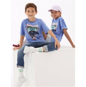 Fialové dětské tričko z čisté bavlny s motivem Jurský svět™ Marks & Spencer