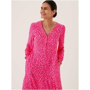 Růžové dámské vzorované midi šaty Marks & Spencer