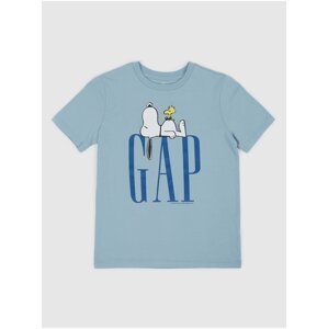 Světle modré dětské tričko GAP & Peanuts Snoopy