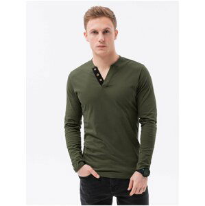 Khaki pánské tričko Ombre Clothing L133