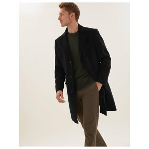 Černý pánský kabát s příměsí vlny a kašmíru Marks & Spencer