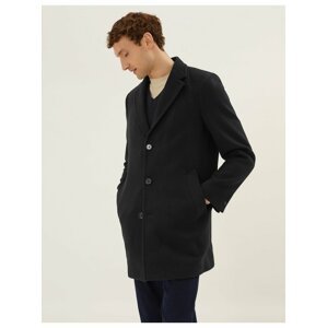Černý pánský kabát s příměsí vlny Marks & Spencer