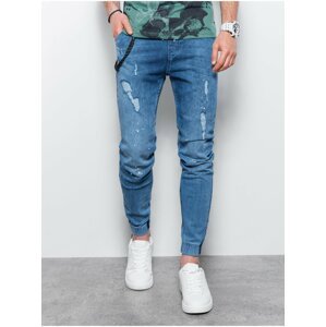 Modré pánské džínové kalhoty Ombre Clothing P939