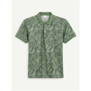 Zelené pánské vzorované polo tričko Celio Cebird