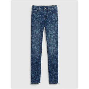 Tmavě modré holčičí květované slim fit džíny GAP