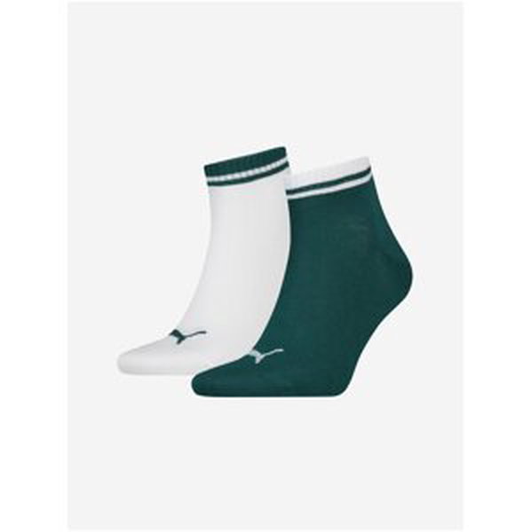 Sada dvou párů ponožek v bílé a zelené barvě Puma