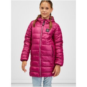 Tmavě růžový holčičí prošívaný kabát s kapucí SAM 73 Nadine