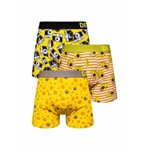Sada tří pánských vzorovaných boxerek v žluté barvě Dedoles