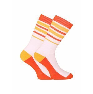 Bílo-oranžové unisex pruhované ponožky Dedoles Basketbal