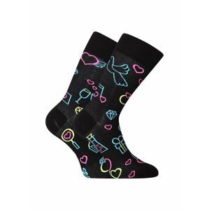 Černé unisex vzorované veselé ponožky Dedoles Neonová láska