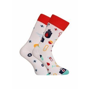 Červeno-bílé unisex vzorované veselé ponožky Dedoles Zdraví