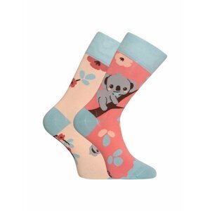 Modro-růžové unisex vzorované veselé ponožky Dedoles Ospalá koala