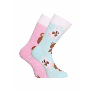 Modro-růžové veselé unisex ponožky Dedoles Medvídek