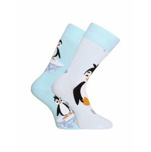Bílo-modré veselé unisex ponožky Dedoles Šťastný tučňák